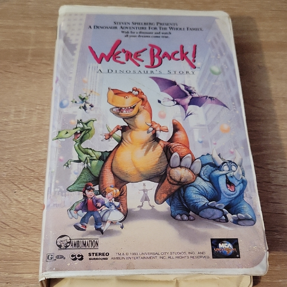 Universal We're Back! A Dinosaur's Story VHS - Red, Orange, Blue